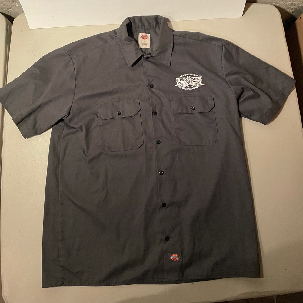Dickies Shirt with Two Roads Brewing stitched logo